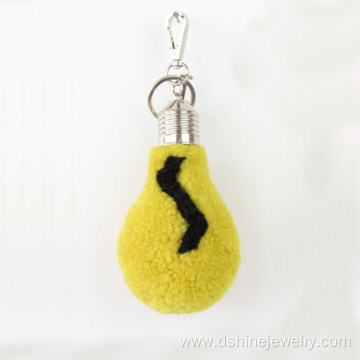 Wool Furry Keychains Lamp Bulb Shape Pom Poms Bag Keychain